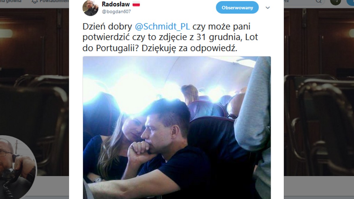 Radosław Poszwiński, który w ub.r. rozpowszechnił na Twitterze zdjęcie posłów Nowoczesnej Ryszarda Petru i Joanny Schmidt z samolotu do Portugalii, dostał pracę w Telewizji Polskiej. Trafił do portalu Tvp.info.