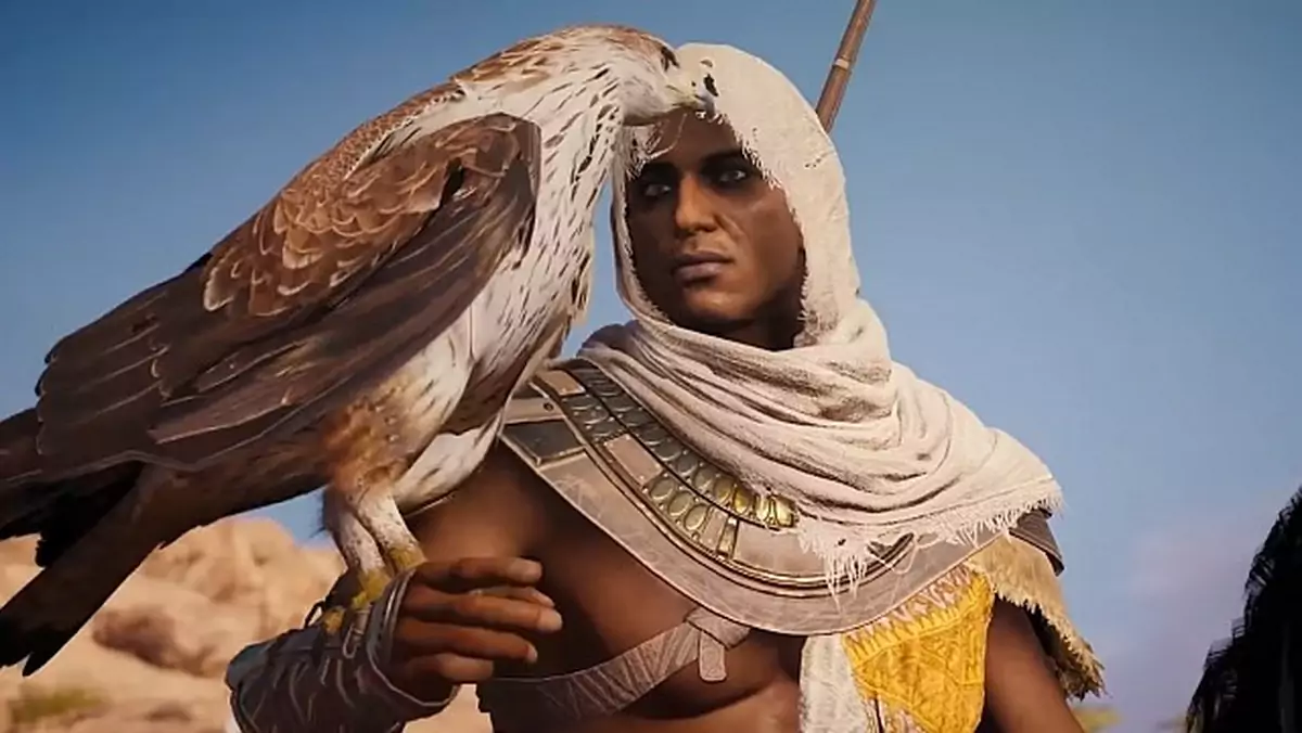 Assassin's Creed: Origins - bliskie spojrzenie na Bayeka i orlicę Senu