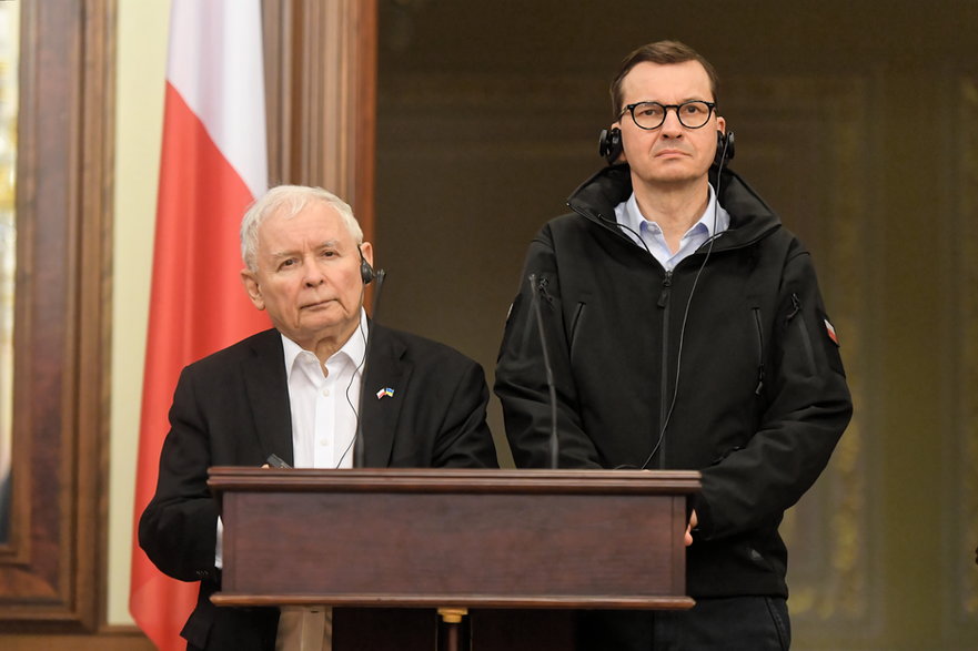 Jarosław Kaczyński i Mateusz Morawiecki w Kijowie, 15.03. 2022 r.
