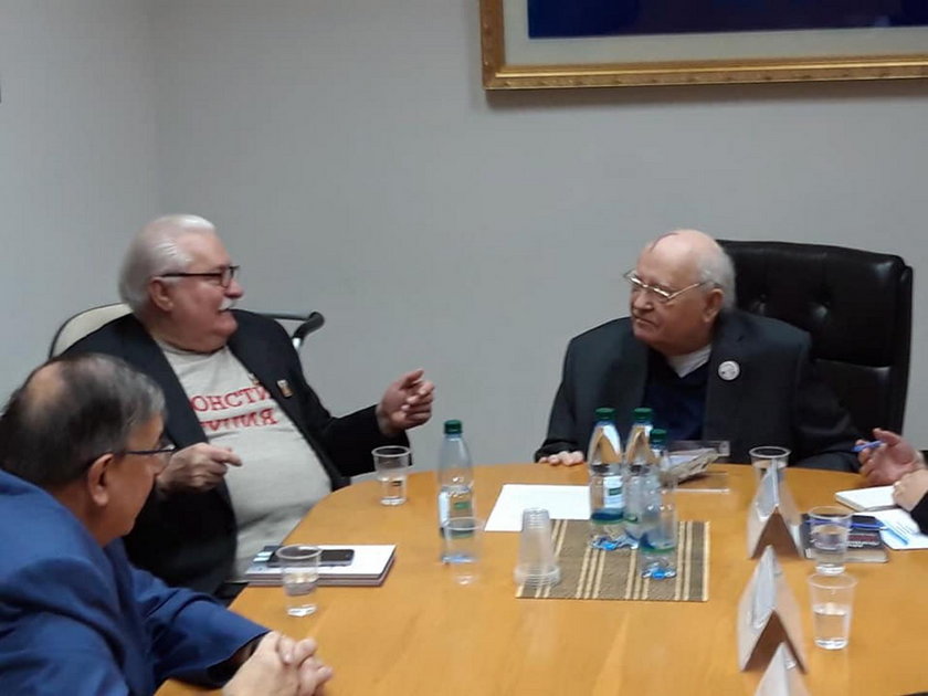 Lech Wałęsa z Michaiłem Gorbaczowem