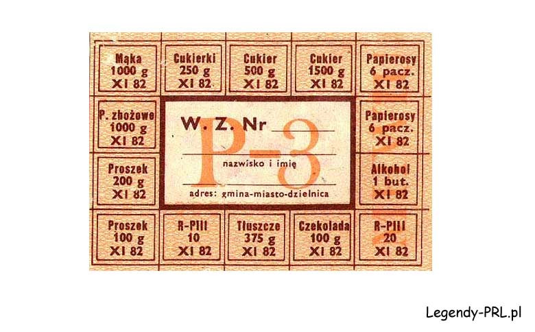 Kartka wieloasortymentowa z 1982 roku