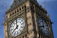 The Elizabeth Tower, which houses the Great Clock and the 'Big Ben' bell, is seen above the Houses o