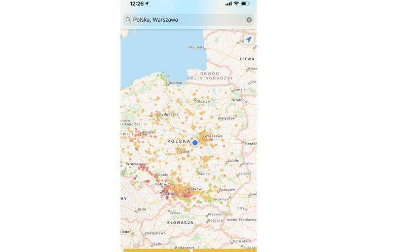 Mapa zanieczyszczeń powietrza w Polsce