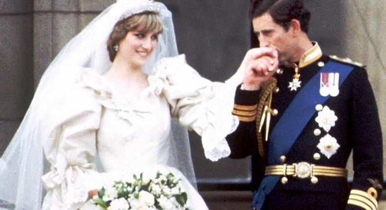 The Prince and Princess of Wales on the balcony of Buckingham Palace on their wedding day on July 29, 1981.AP