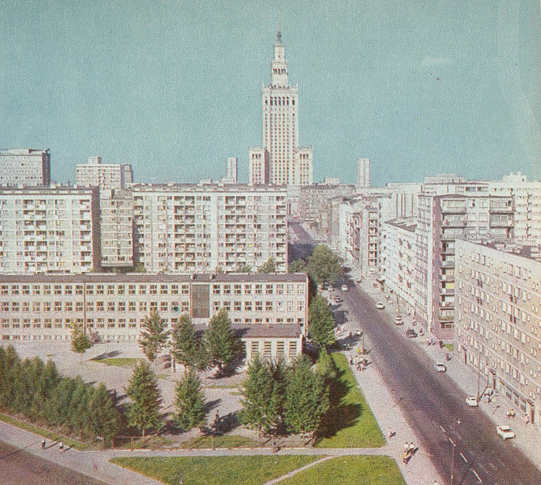 Widok na Pałac Kultury i Nauki od ul. Złotej (1971) 
