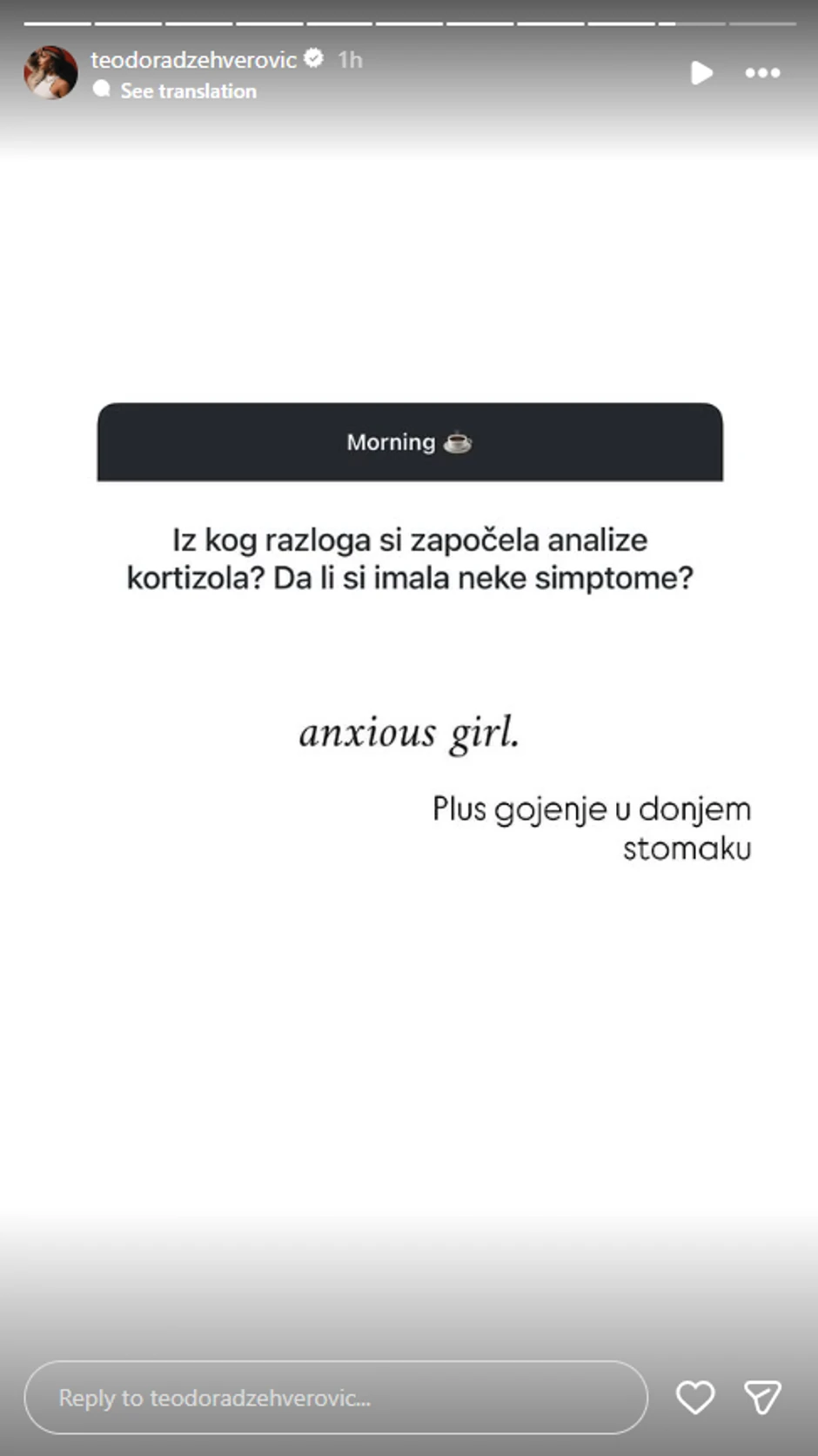 Teodora odgovarala na pitanja sa Instagrama
