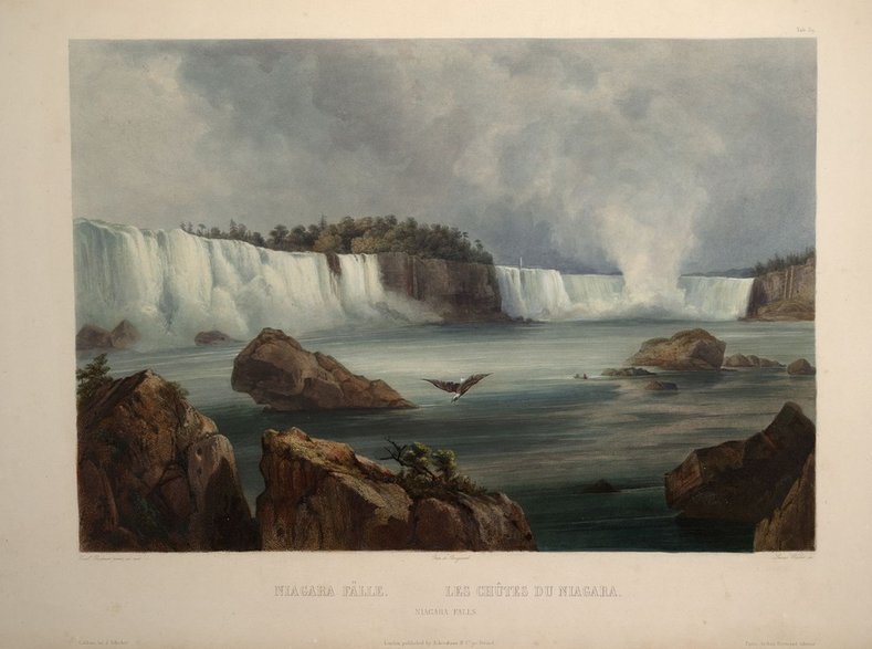 Wodospad Niagara (akwatinta autorstwa Karla Bodmera, ok. 1832 r.)