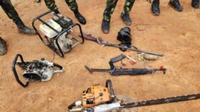 Items recovered from IPOB camps in Anambra on Sunday.