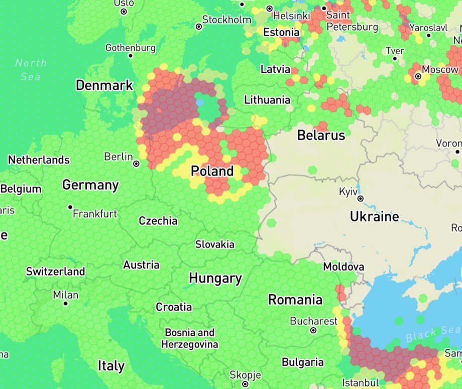 Mapa zakłóceń sygnału GPS