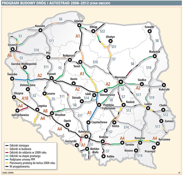 Program budowy dróg i autostrad 2008–2012 (stan obecny)