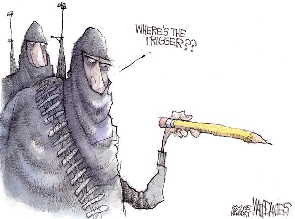 Matt Davies - rysunkowy komentarz po ataku na 'Charlie Hebdo'