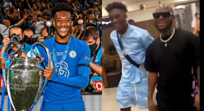 Chelsea’s Hudson-Odoi spotted with King Promise in Ghana after Champions League victory