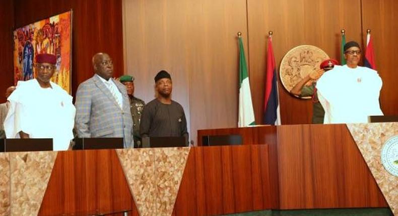 President Muhammadu Buhari presides over FEC meeting in Abuja on January 6, 2015