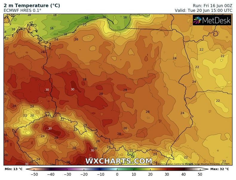 Od poniedziałku od zachodu zacznie wlewać się do Polski gorąca masa powietrza