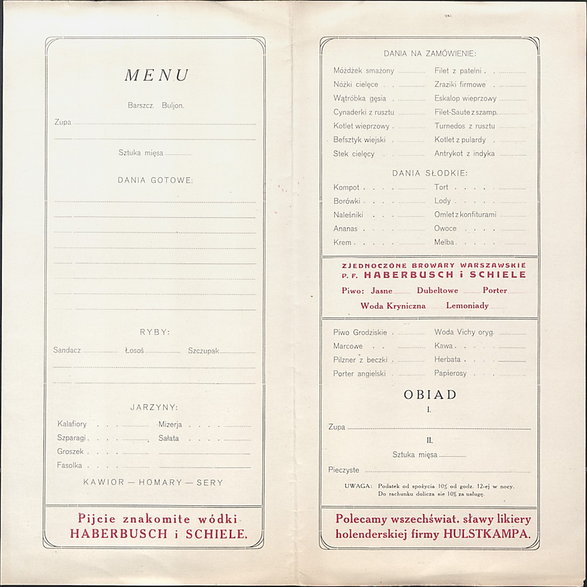 Przedwojenne menu