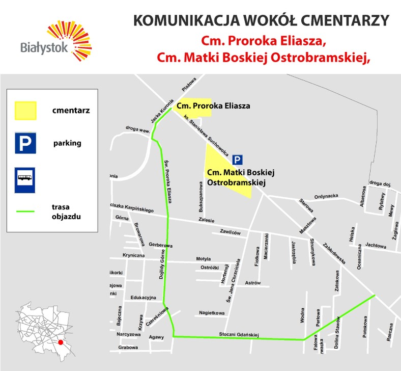 Ruch przy cmentarzach na osiedlu Dojlidy