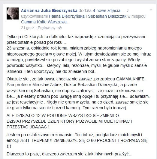 Adrianna Biedrzyńska na Facebooku