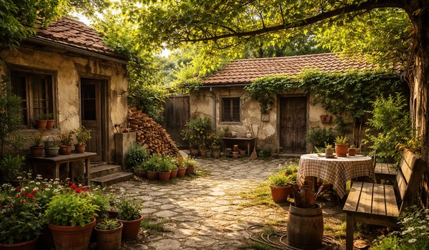 Staro dvorište - ilustracija