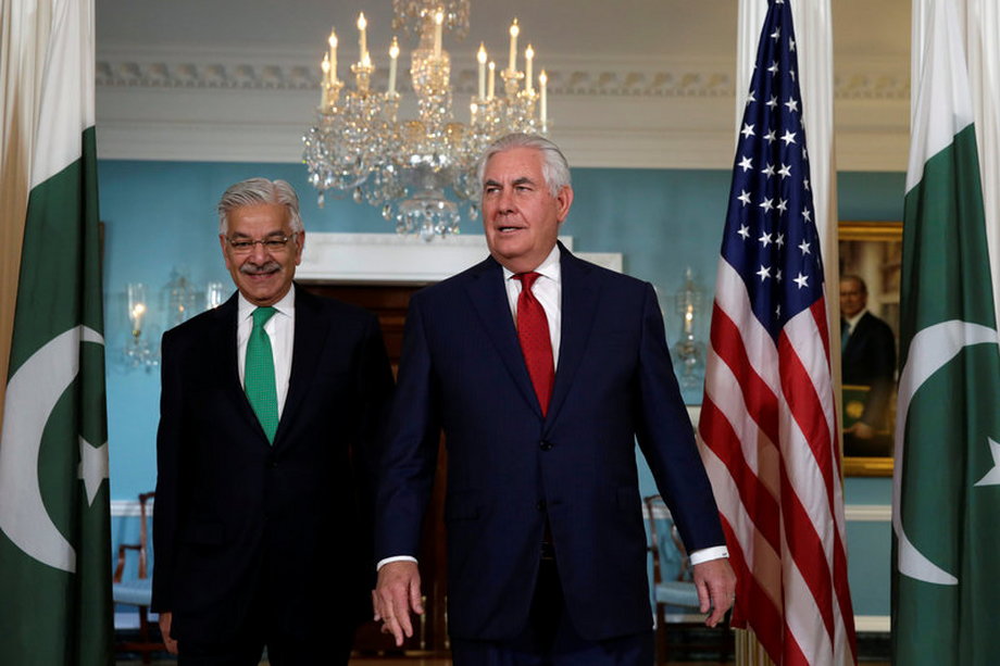 Secretary of State Rex Tillerson meets with Pakistan's Foreign Minister Khawaja Muhammad Asif in Washington