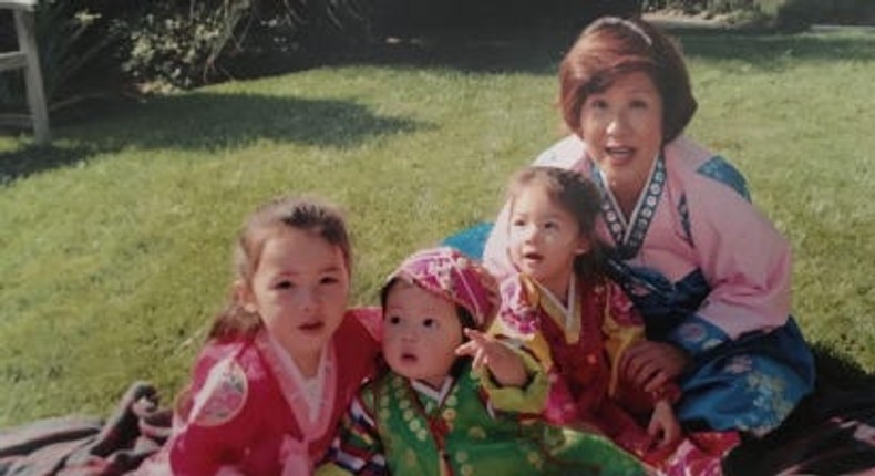 The author, left, with her Halmoni and two younger sisters.Courtesy of Bella Bromberg