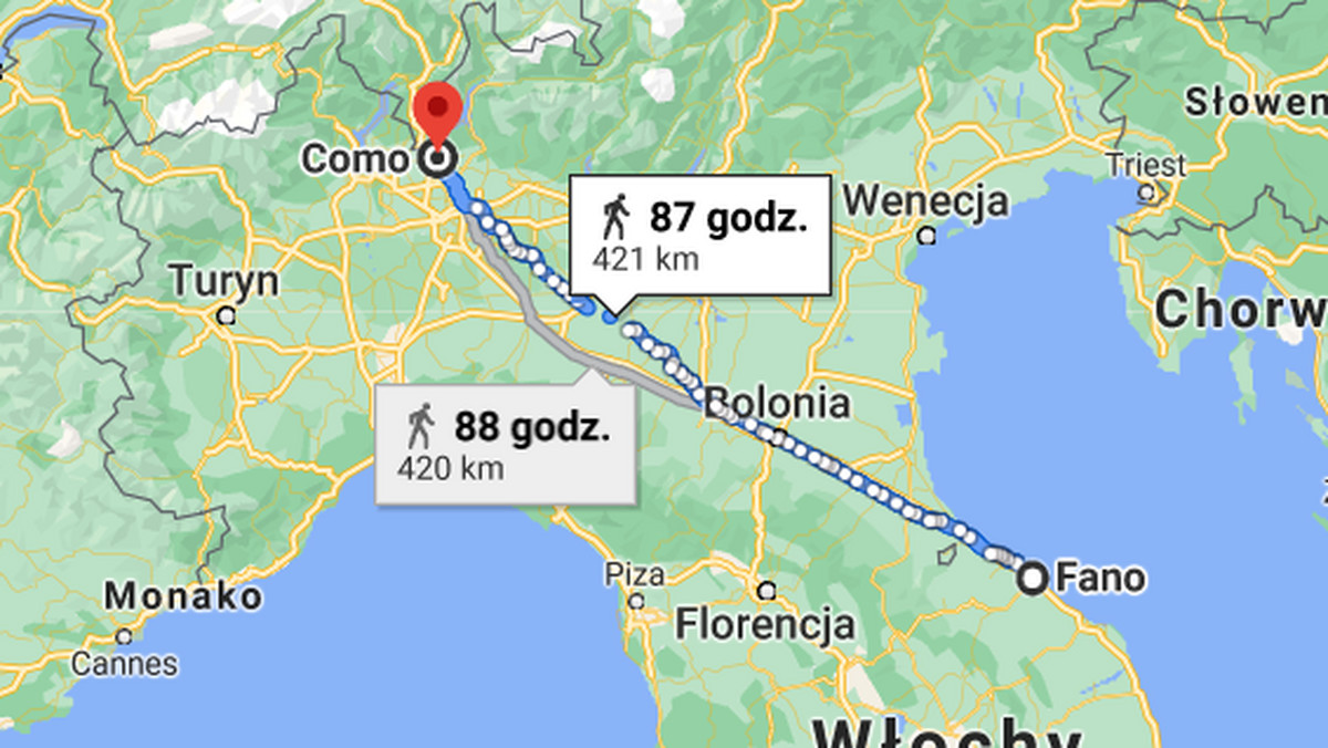 Włoch pokłócił się z żoną i przeszedł 450 kilometrów