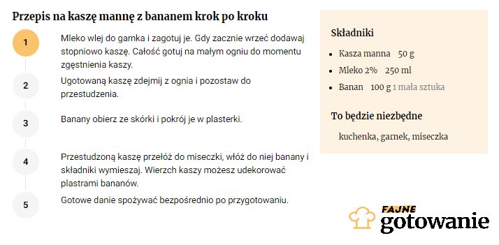 Przepis na kaszę mannę z bananem