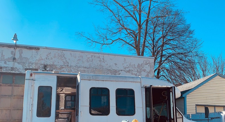 Ian and Mary Clare Armstrong made a home out of a bus they bought on Facebook Marketplace for $4,500.Courtesy of Ian and Mary Clare Armstrong