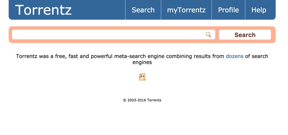 Tak obecnie wygląda strona Torrentz. Zwróć uwagę na czas przeszły w komunikacie.