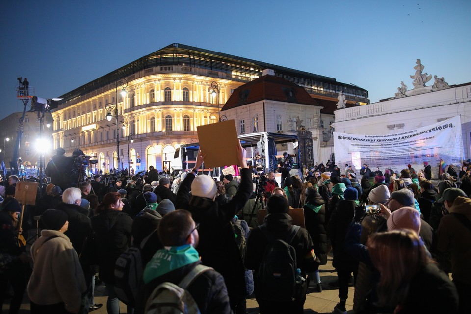 Strajk przed Pałacem Prezydenckim