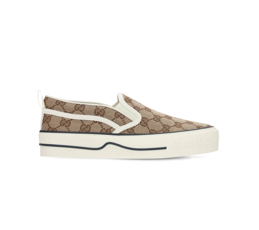 Plateau-Slip-ons «Gucci Tennis 1977» mit Logo von Gucci für 530 Franken, via Luisaviaroma.