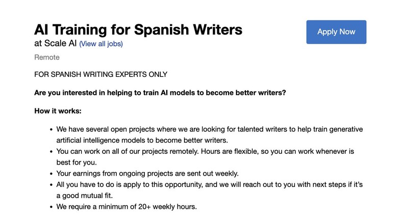 Scale AI is looking for writers to train AI models to become better writers.Greenhouse