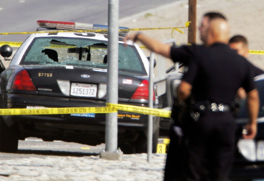 Policijsko vozilo koje je uništeno u prvom Dornerovom napadu