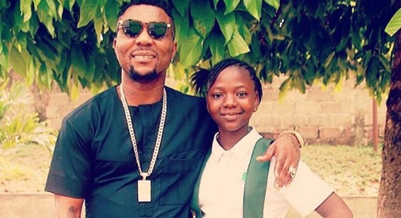 Oritsefemi celebrates with his daughter, Patience as she turns a year older