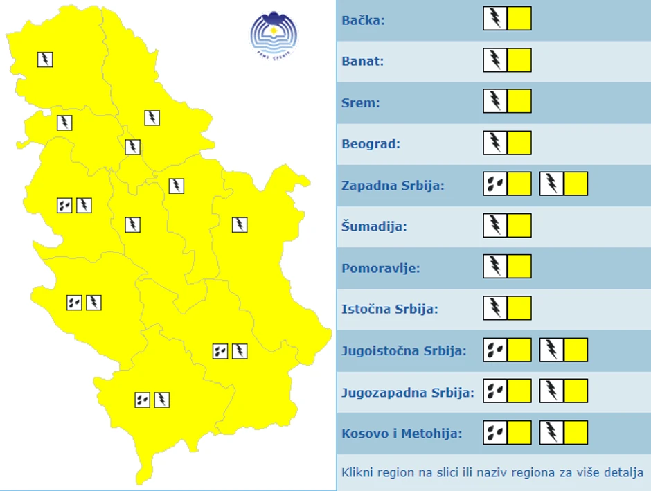 Meteoalarm za sutra