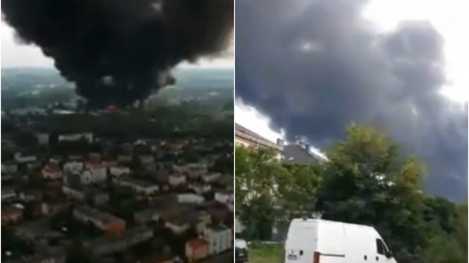 Pożar w Sosnowcu. Nagrania użytkowników Twittera