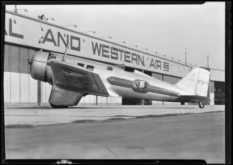 Samolot Western Airlines na lotnisku Glensdale w Kalifornii, zdjęcie z 1931 roku