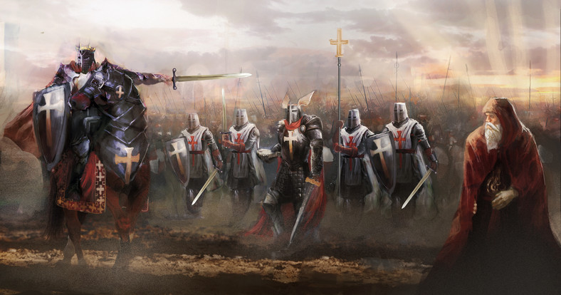 Templariusze idący do walki