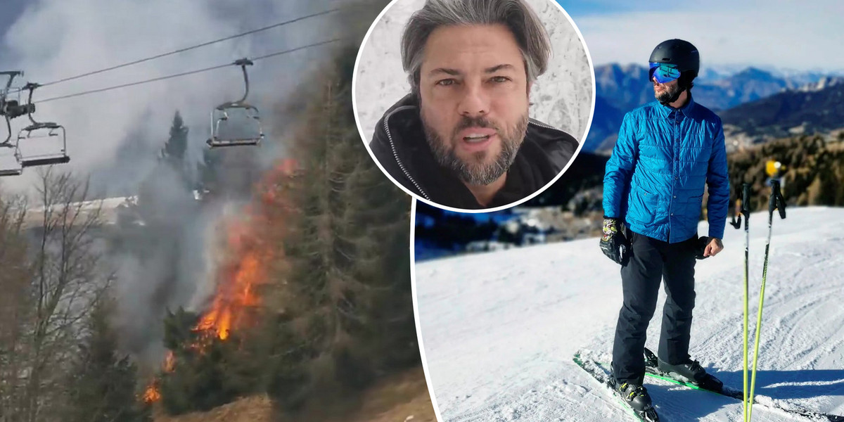 Olivier Janiak i jego rodzina świadkami pożaru na stoku we Włoszech. 