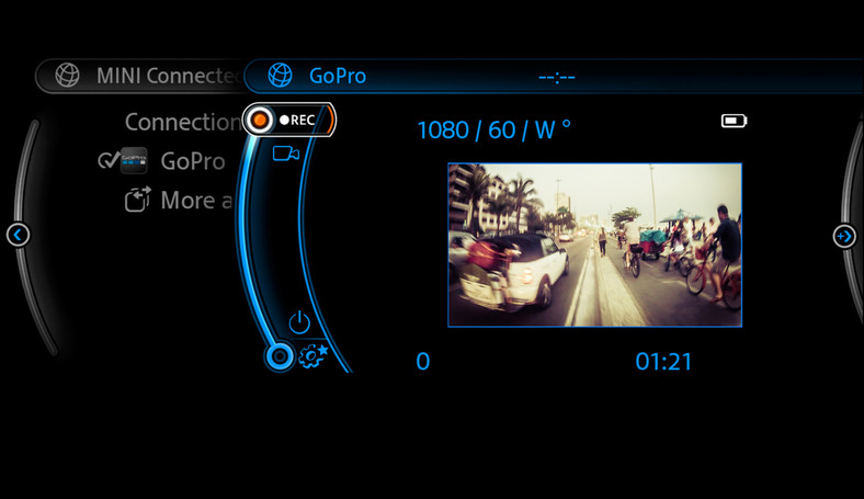 Podgląd z kamery GoPro na ekranie w Mini