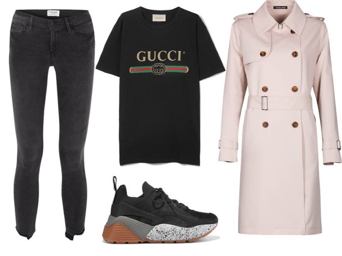 Wygodne STYLIZACJE na zakończenie lata: płaszcz-Dziekański/dziekanski.pl, spodnie, T-shirt, buty-TK Maxx