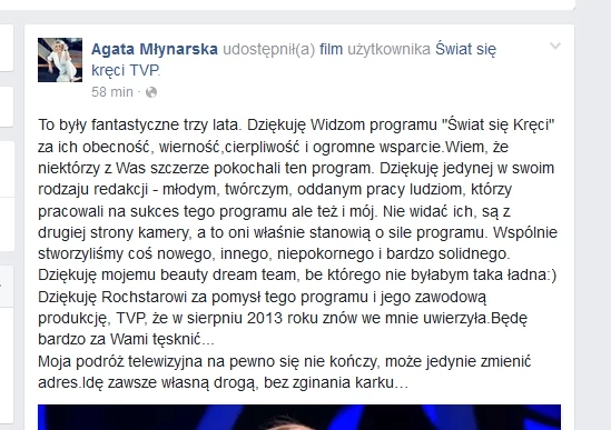 Agata Młynarska na Facebooku