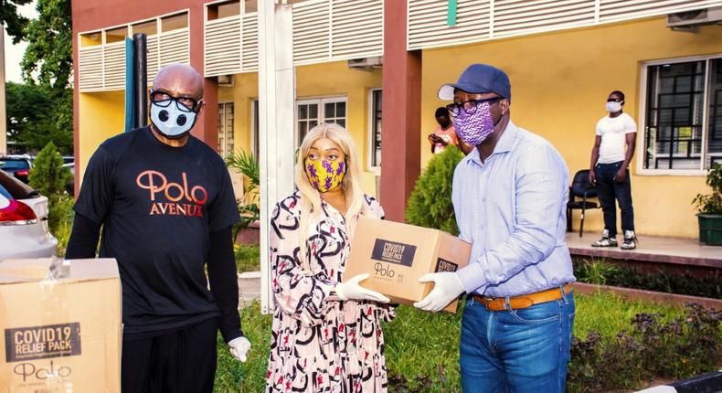 (L-R): Managing Director, Polo Luxury Group, John Obayuwana; Executive Director, Polo Luxury Group, Jennifer Obayuwana and Chief Press Secretary to the Lagos State Governor, Gboyega Akosile at the fourth Estate in Alausa Ikeja.