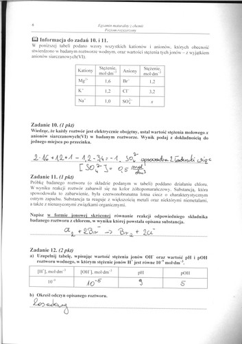 Matura z chemii - odpowiedzi do poziomu rozszerzonego