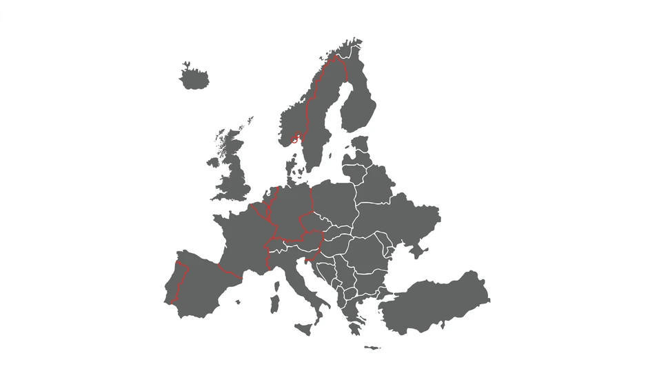 Mapa - crvenom bojom je označeno gde su granične kontrole u zemljama EU
