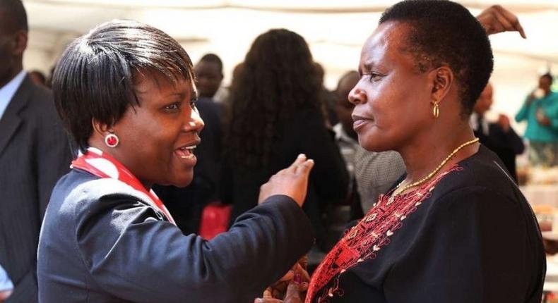 Nominated MP Cecily Mbarire and Bomet East MP Beatrice Kones (Right)