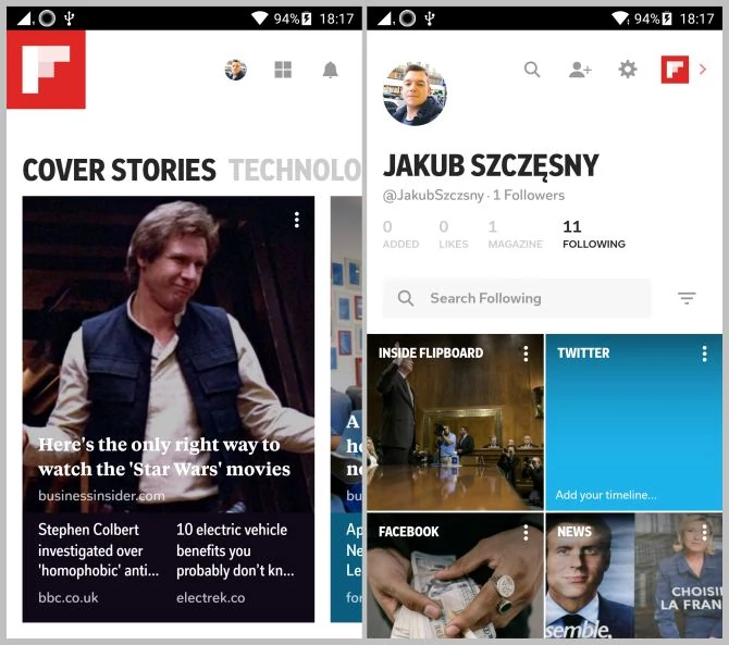 Flipboard to bardzo dobry agregator newsów oferujący wyłącznie zagraniczne źródła