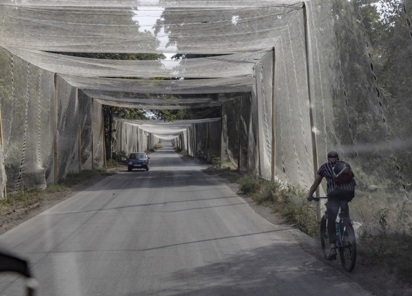 Put sa mrežama protiv dronova blizu Kostjantinivke u Donjecku 16. septembra 2025.