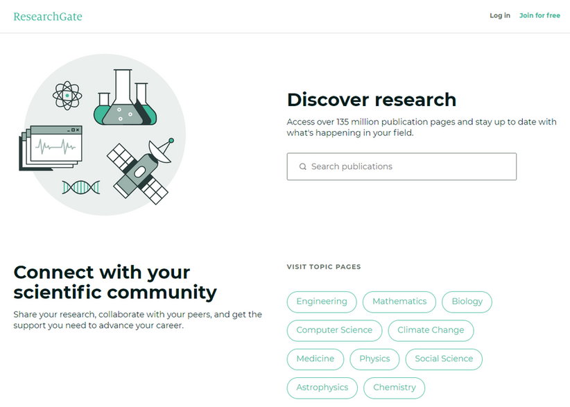 ResearchGate to wyszukiwarka publikacji naukowych, pozwala dotrzeć też do ich autorów