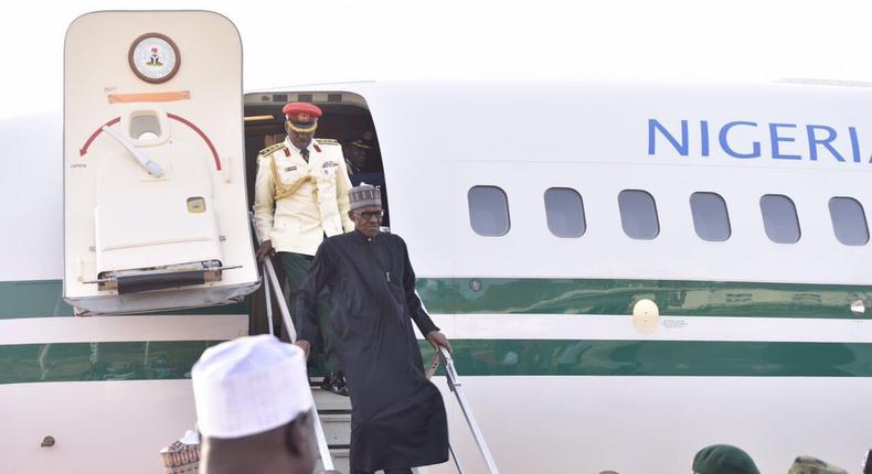 Buhari returns home after many days of treatment in United Kingdom.