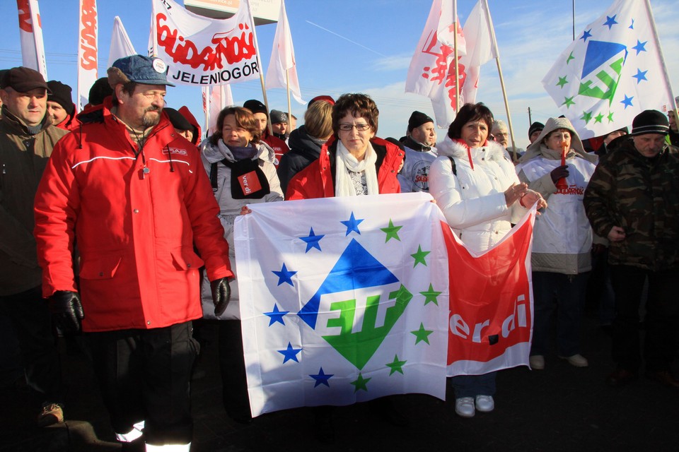 Manifestacja poparcia dla strajkujących związkowców